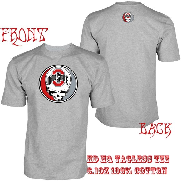 ZJD Ohio State Grateful Dead Buckeyes OSU parody shakedown Ash T-shirt NWT - Picture 1 of 3